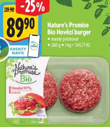 Nature's Promise Bio Hovězí burger, 260 g