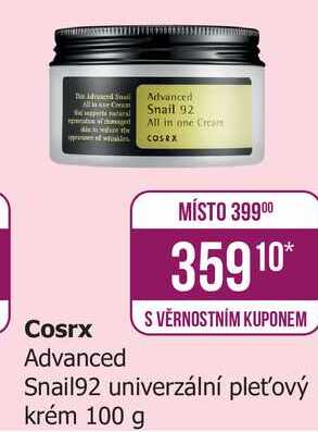 Cosrx Advanced Snail92 univerzální pleťový krém 100 g 