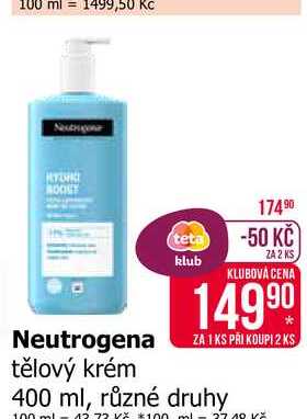 Neutrogena tělový krém 400 ml, různé druhy 