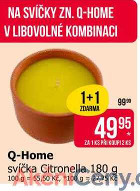 Q-HOME svíčka Citronella 180 g