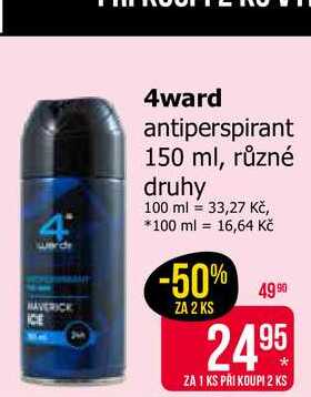 4ward antiperspirant 150 ml, různé druhy 