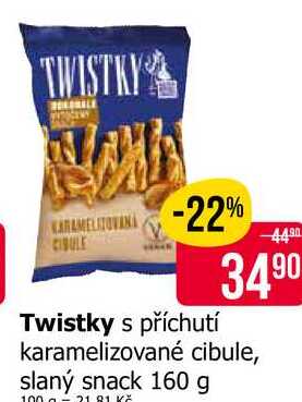 Twistky s příchutí karamelizované cibule, slaný snack 160 g 
