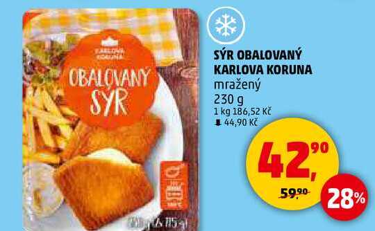 SÝR OBALOVANÝ KARLOVA KORUNA mražený, 230 g  