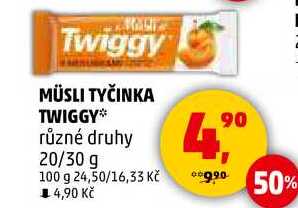 MÜSLI TYČINKA TWIGGY různé druhy, 20/30 g 