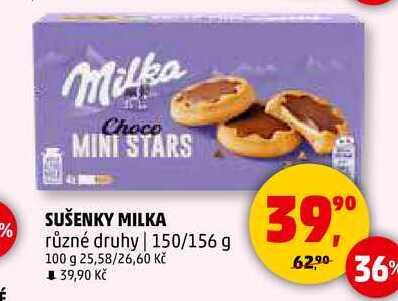 SUŠENKY MILKA různé druhy, 150/156 g 