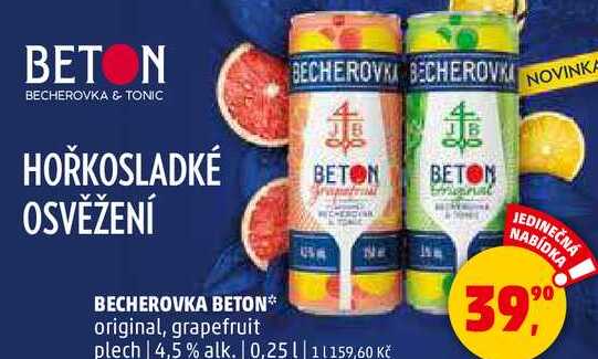 BECHEROVKA BETON original, grapefruit plech 4,5% alk., 0,25 l