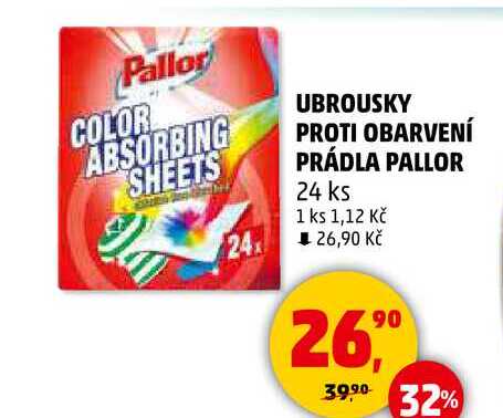 UBROUSKY PROTI OBARVENÍ PRÁDLA PALLOR, 24 ks 