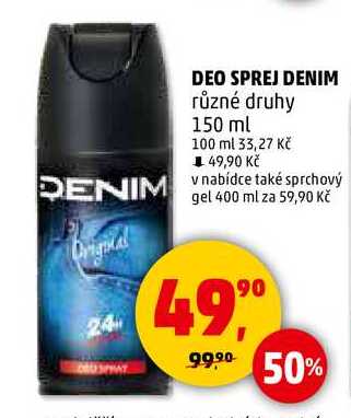 DEO SPREJ DENIM různé druhy, 150 ml 