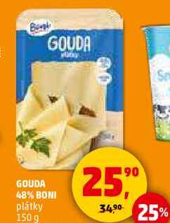 GOUDA 48% BONI plátky, 150 g 