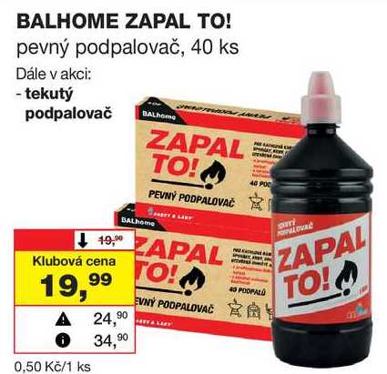 BALHOME ZAPAL TO! pevný podpalovač, 40 ks 