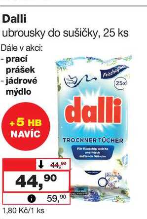 Dalli ubrousky do sušičky, 25 ks 