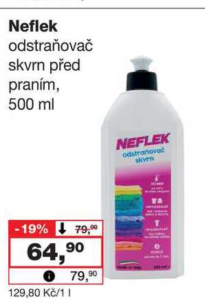 Neflek odstraňovač skvrn před praním, 500 ml 