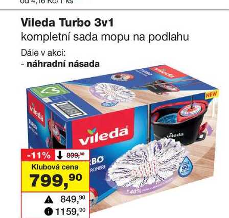 Vileda Turbo 3v1 kompletní sada mopu na podlahu 