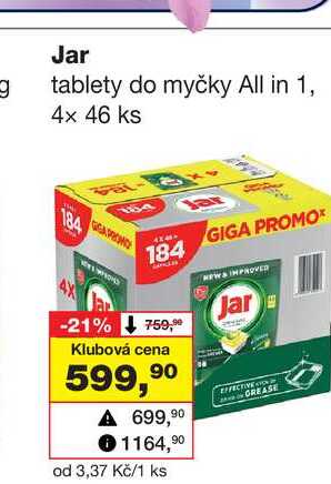 Jar tablety do myčky All in 1, 4× 46 ks 