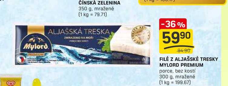 FILÉ Z ALJAŠSKÉ TRESKY MYLORD PREMIUM porce, bez kostí 300 g, mražené