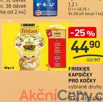 FRISKIES KAPSIČKY PRO KOČKY vybrané druhy 4x85g