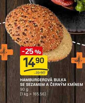HAMBURGEROVÁ BULKA SE SEZAMEM A ČERNÝM KMÍNEM 90 g