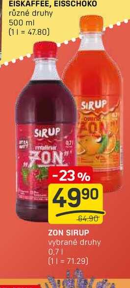 ZON SIRUP vybrané druhy 0,7l