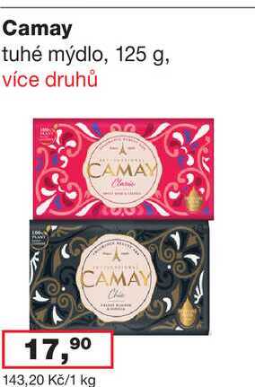 Camay tuhé mýdlo, 125 g, více druhů