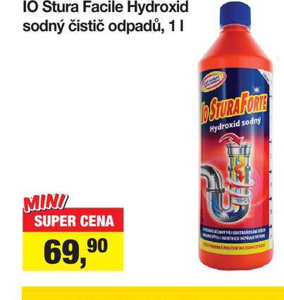 IO Stura Facile Hydroxid sodný čistič odpadů, 1 I