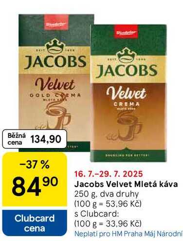 Jacobs Velvet Mletá káva, 250 g 