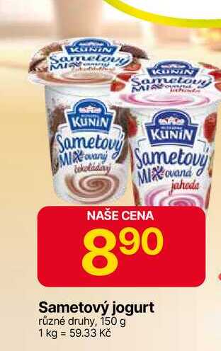 KUNÍN Sametový jogurt různé druhy, 150 g 