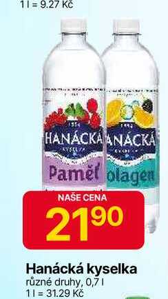 Hanácká kyselka různé druhy, 0,7l