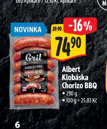  Albert Klobáska Chorizo BBQ 290 g  