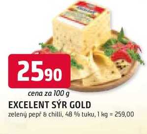 EXCELENT SÝR GOLD zelený pepř & chilli, 48 % tuku, 100 g