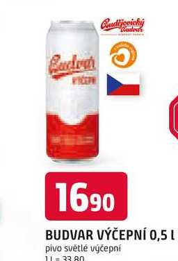 BUDVAR Pivo světlé výčepní 0,5l 0.5l plech