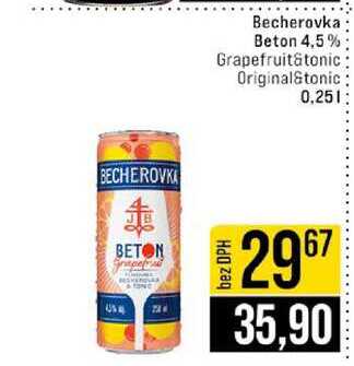 Becherovka Beton 4,5% Grapefruitâtonic Original&tonic 0,25l