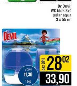 Dr.Devil WC blok 3v1 polar aqua 3 x 55 ml 