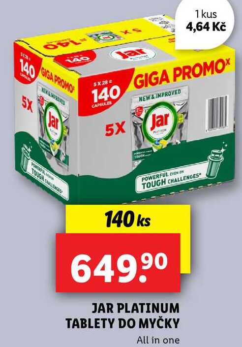 JAR PLATINUM TABLETY DO MYČKY, 140 ks