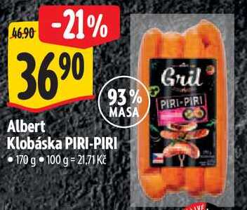 Albert Klobáska PIRI-PIRI, 170 g