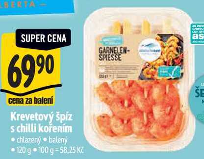 Krevetový špíz s chilli kořením, 120 g