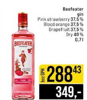 Beefeater gin Pink strawberry 37,5% Blood orange 37,5% Grapefruit 37,5% Dry 40% 0,7l
