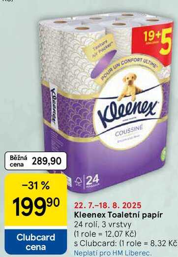 Kleenex Coussine Toaletní papír, 24 rolí, 3 vrstvy