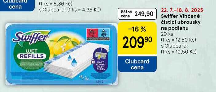 Swiffer Vlhčené čisticí ubrousky na podlahu, 20 ks 