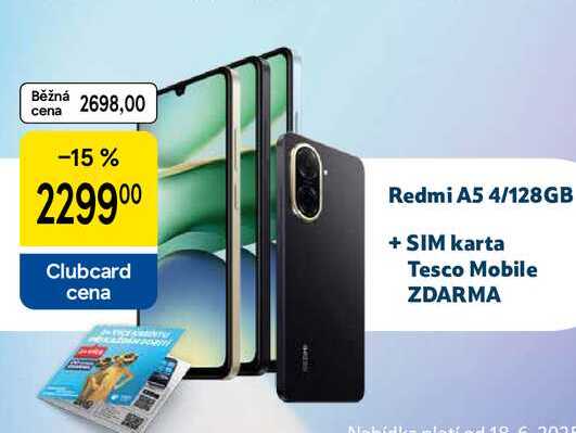 Redmi A5 4/128GB + SIM karta Tesco Mobile ZDARMA 