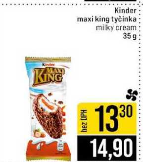 Kinder maxi king tyčinka milky cream 35g