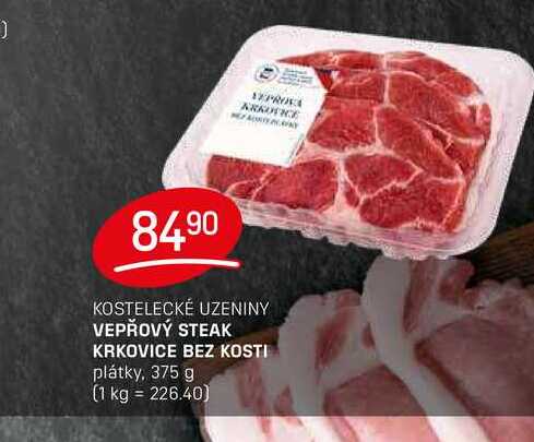 VEPŘOVÝ STEAK KRKOVICE BEZ KOSTI plátky, 375 g