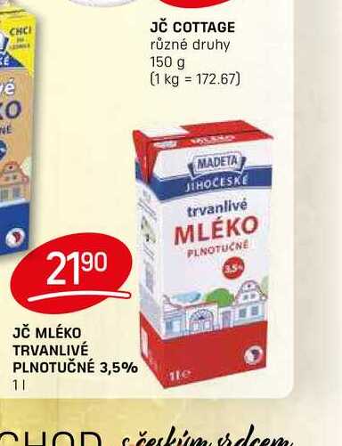 JČ MLÉKO TRVANLIVÉ PLNOTUČNÉ 3,5% 1l