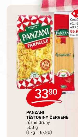 PANZANI TĚSTOVINY ČERVENÉ různé druhy 500 g