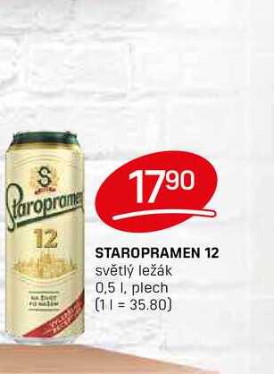 STAROPRAMEN 12 světlý ležák 0,5l, plech