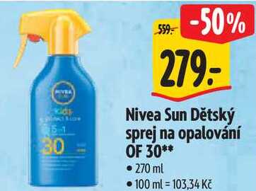 Nivea Sun Dětský sprej na opalování OF 30, 270 ml 