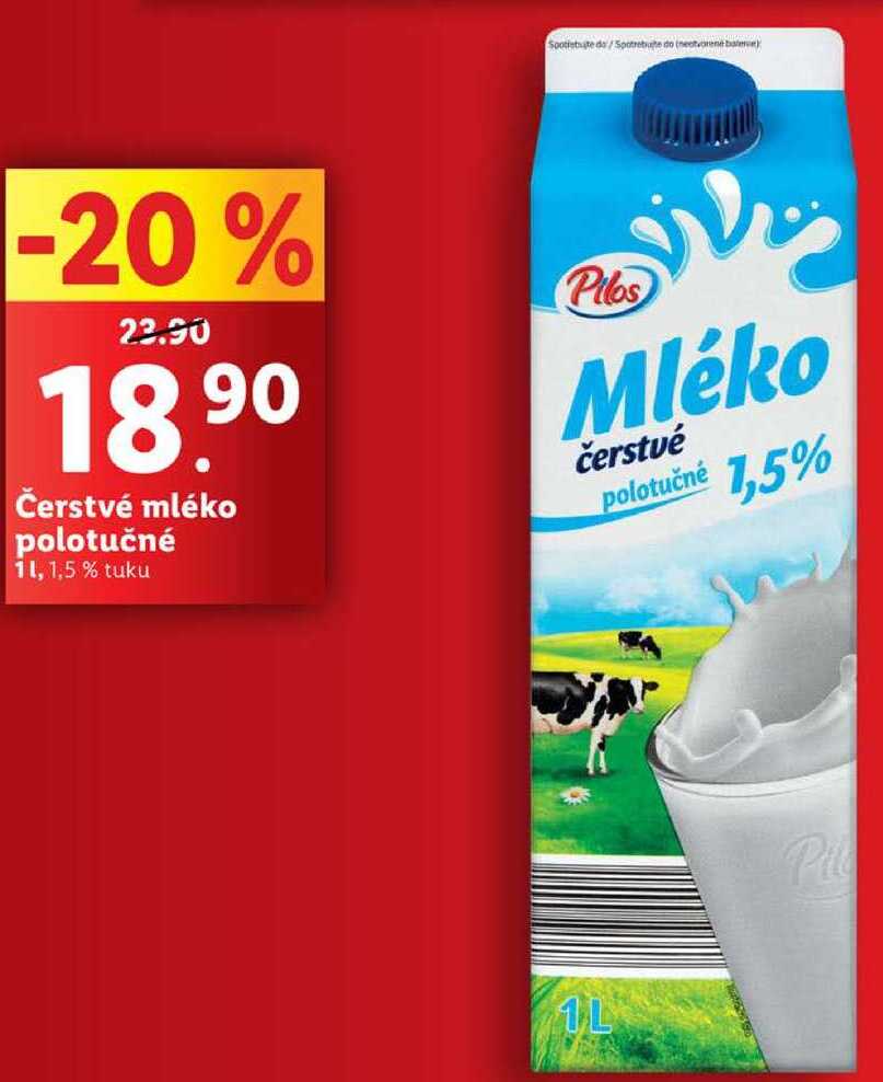 Čerstvé mléko polotučné, 1 l