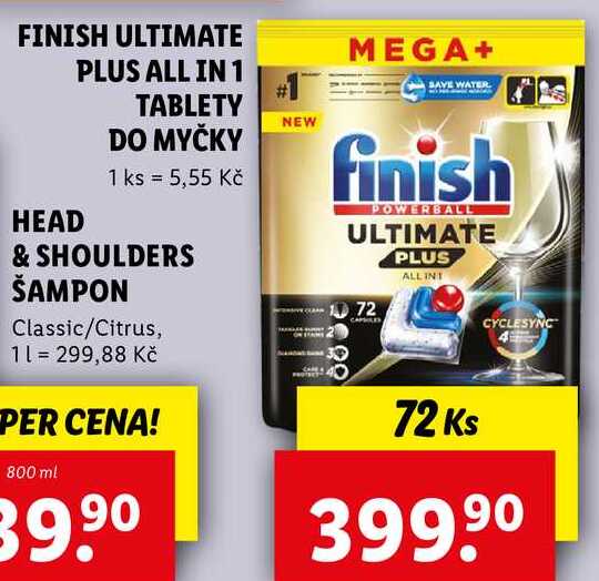 FINISH ULTIMATE PLUS ALL IN 1 TABLETY DO MYČKY, 72 ks