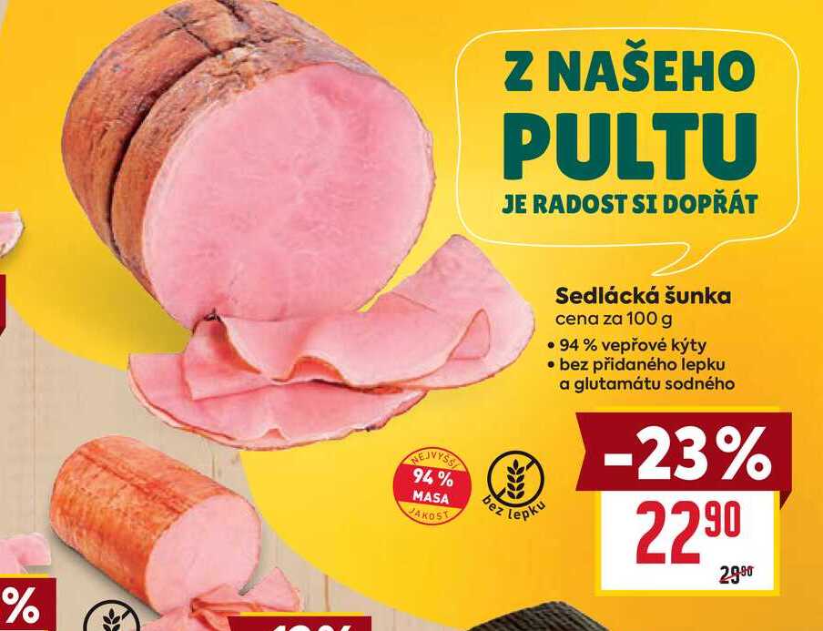 Sedlácká šunka cena za 100 g