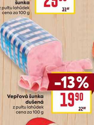 Vepřová šunka dušená z pultu lahůdek cena za 100 g