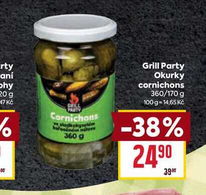 Grill Party Okurky cornichons 360/170 g 